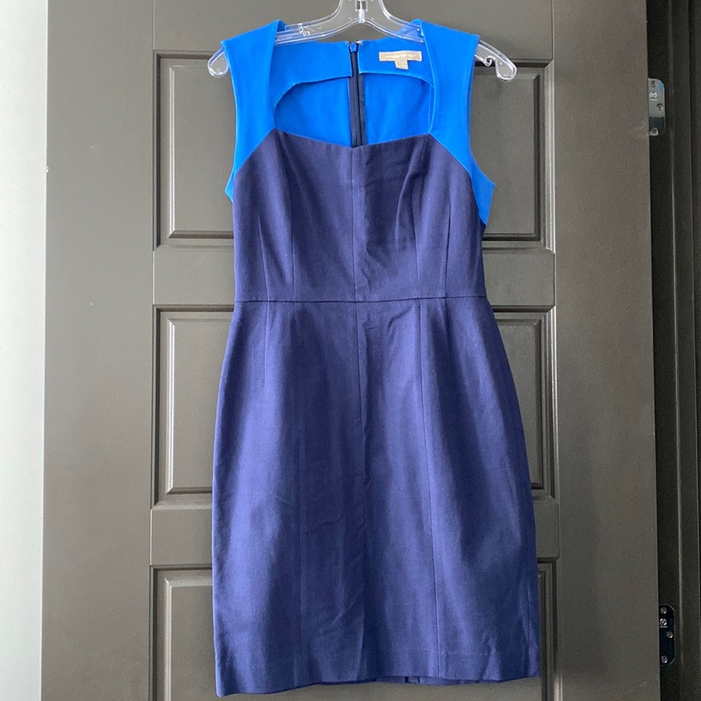 Banana Republic Navy and Bright Blue Sleeveless Sheath Dress